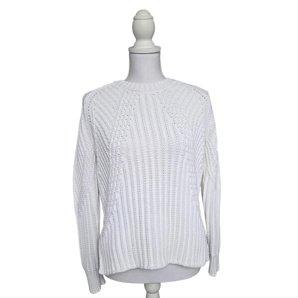Vince Mixed Rib Crewneck Sweater Optic White XXSmall